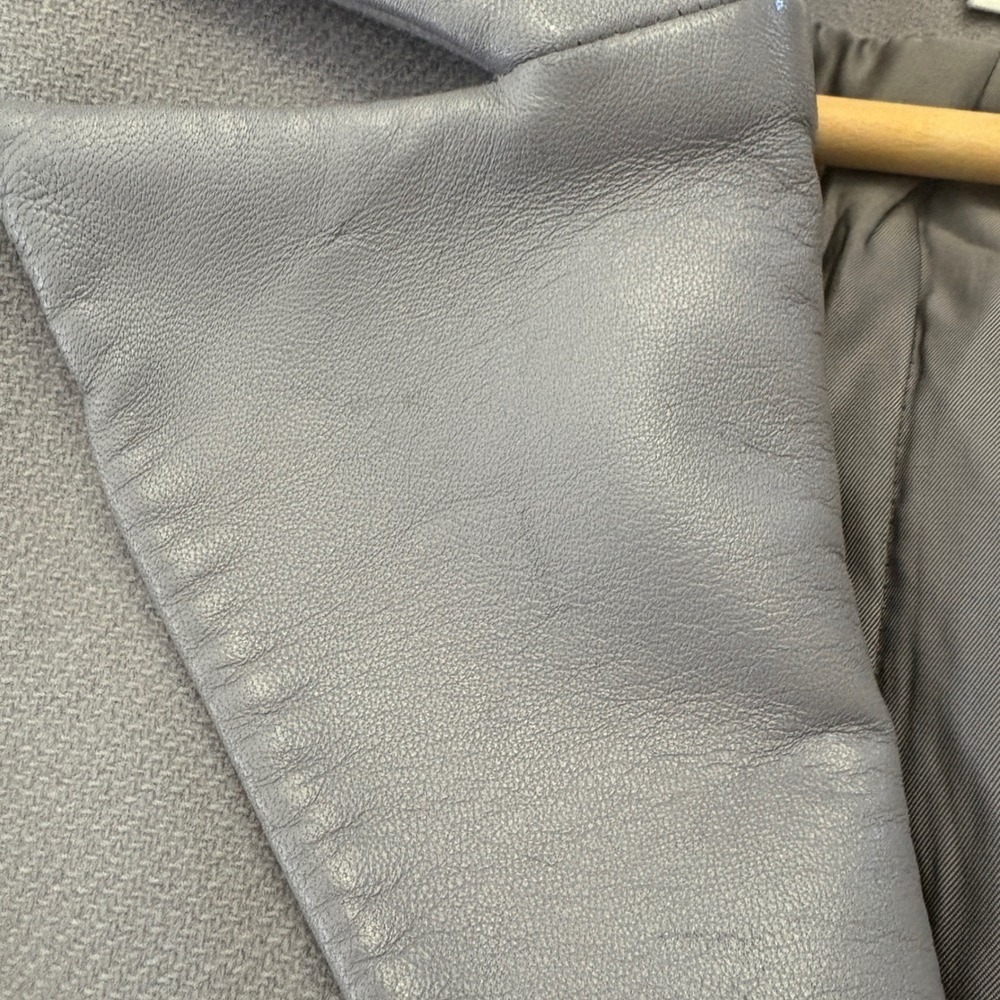 REISS Grey Wool Blend Coat with‎ Leather Trim Medium Gray Old Money M - Picture 11 of 16